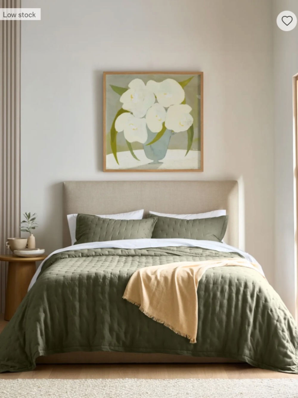 NEW, QUINCE European Linen Dream Quilt, blanket. King/Cal King, Dusty Olive